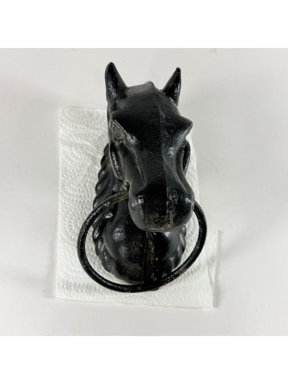 Antique Cast Iron Horse Head Hitching Post Topper Black Rustic Farmhouse Decor